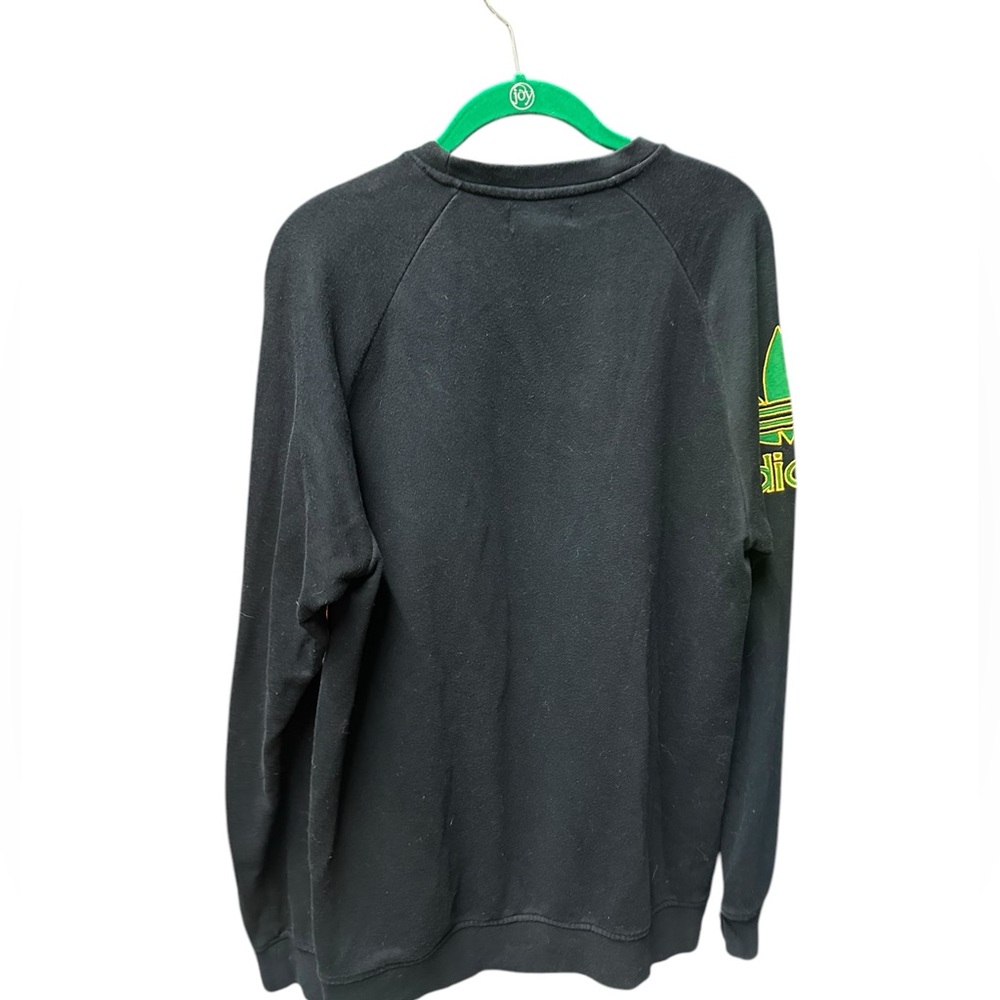 VINTAGE ADIDAS Jaguar Print Black Long Sleeve Crew Neck Sweatshirt - Picture 3 of 4
